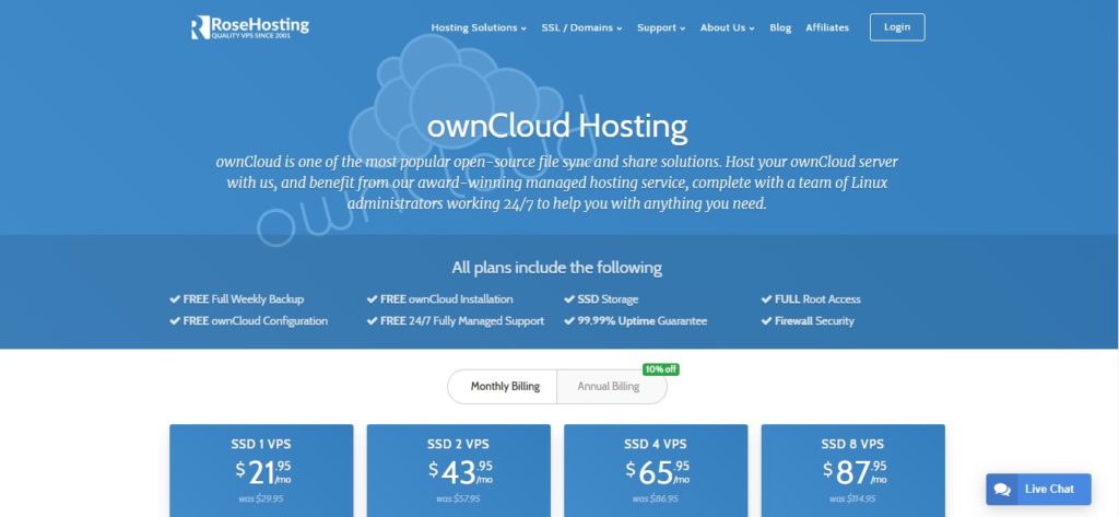 Rosehosting - Owncloud Hosting Provider