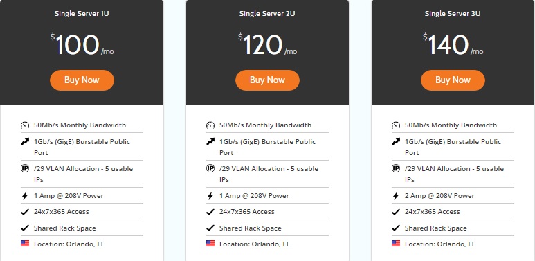 Hostdime Plan and Pricing