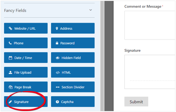 Signature in Wpforms
